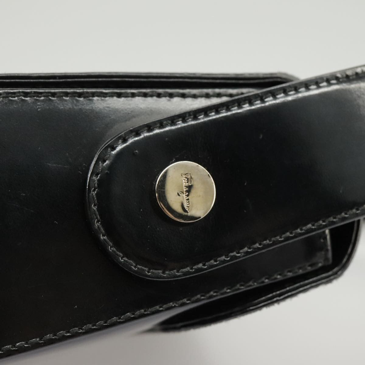 Salvatore Ferragamo Gancini handbag Leather, BLACK, LEATHER, Handbag