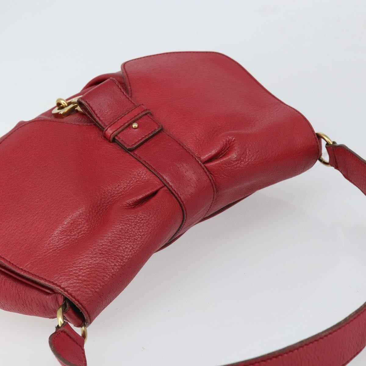 Salvatore Ferragamo Gancini Shoulder Bag Leather, RED, LEATHER, Shoulder bag