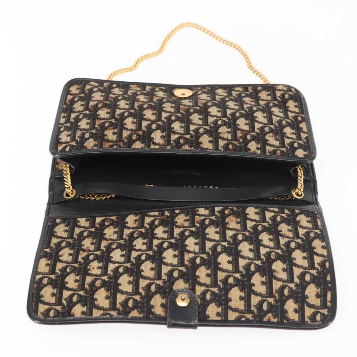 Christian Dior Vintage Trotter Shoulder Bag Canvas, NAVY, CANVAS, Shoulder bag