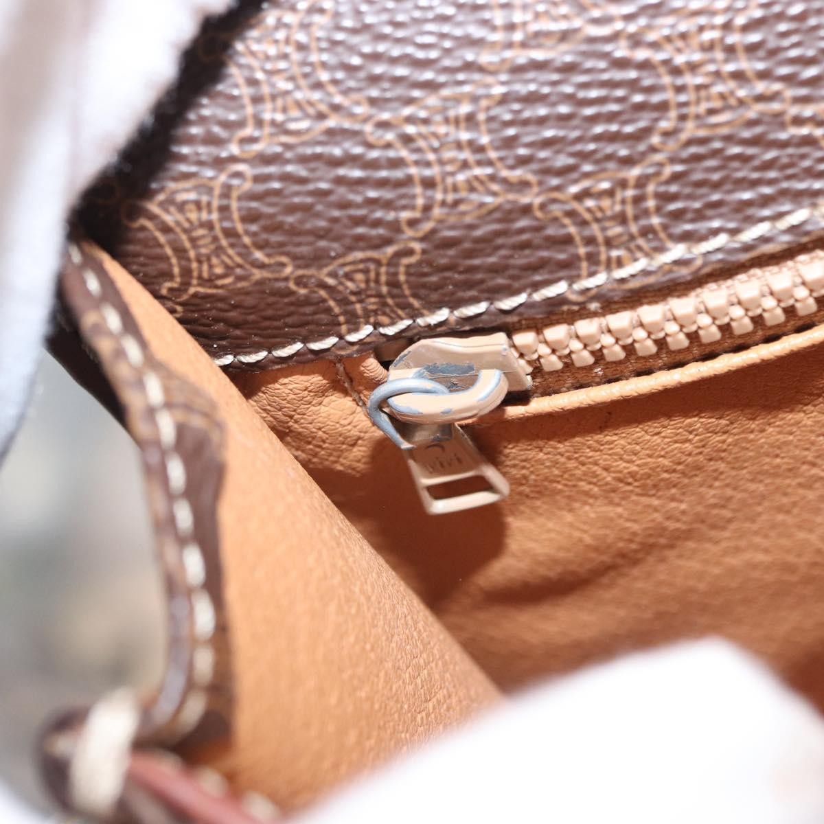 Celine Vintage Macadam Shoulder Bag Canvas, BROWN, CANVAS, Shoulder bag
