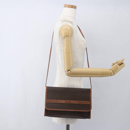 Celine Vintage Macadam Shoulder Bag Canvas and Leather, BROWN, CANVAS, Shoulder bag