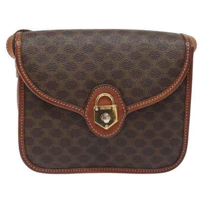 Celine Vintage Macadam Shoulder Bag Canvas and Leather, BROWN, CANVAS, Shoulder bag