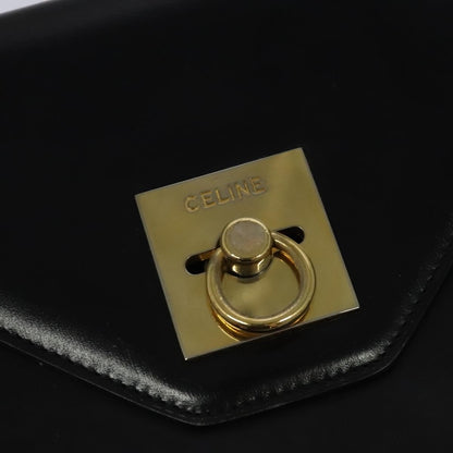 Celine Envelope Shoulder Bag Leather, BLACK, LEATHER, Shoulder bag