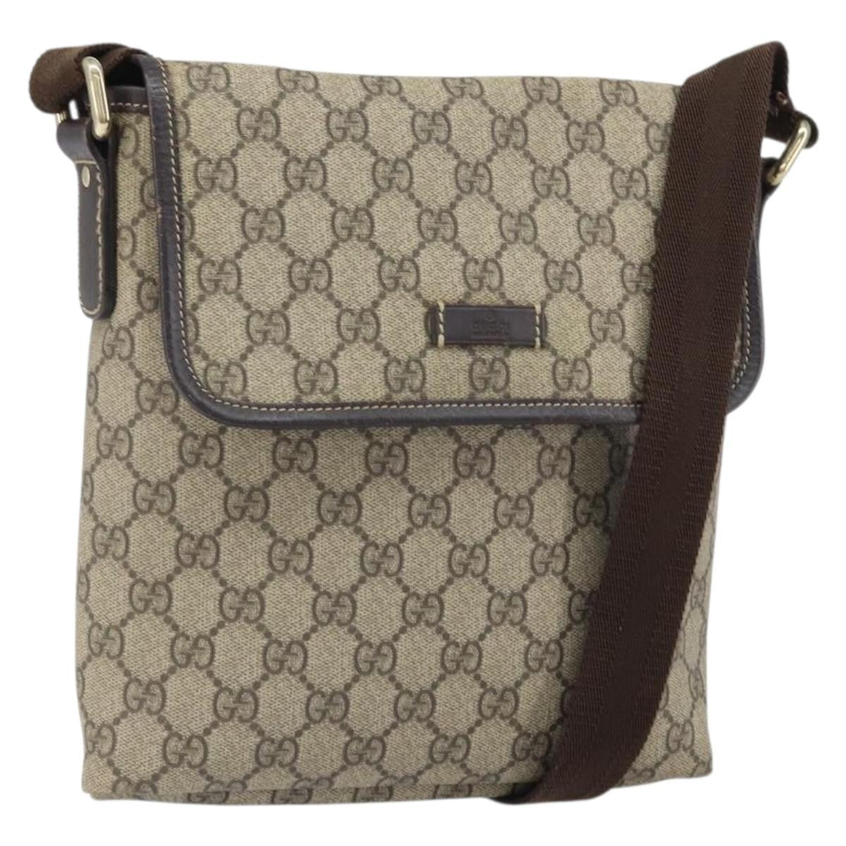 Gucci Flap Messenger GG Coated Canvas, BEIGE, CANVAS, Shoulder bag