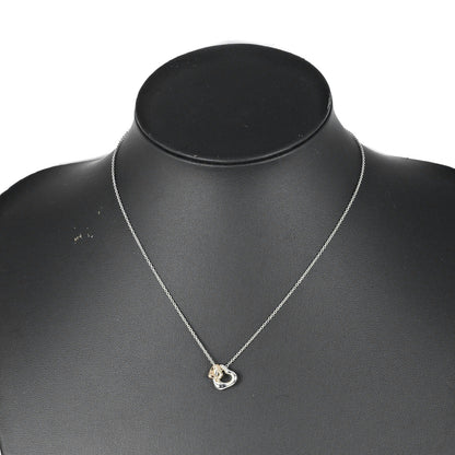 Tiffany & Co. Double Heart Pendant Necklace Sterling Silver and 18K Yellow Gold, SILVER, SILVER, Necklace