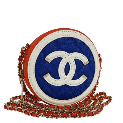 Chanel Filigree Round Coin Purse Quilted Caviar, MULTICOLOUR, LEATHER, Shoulder bag
