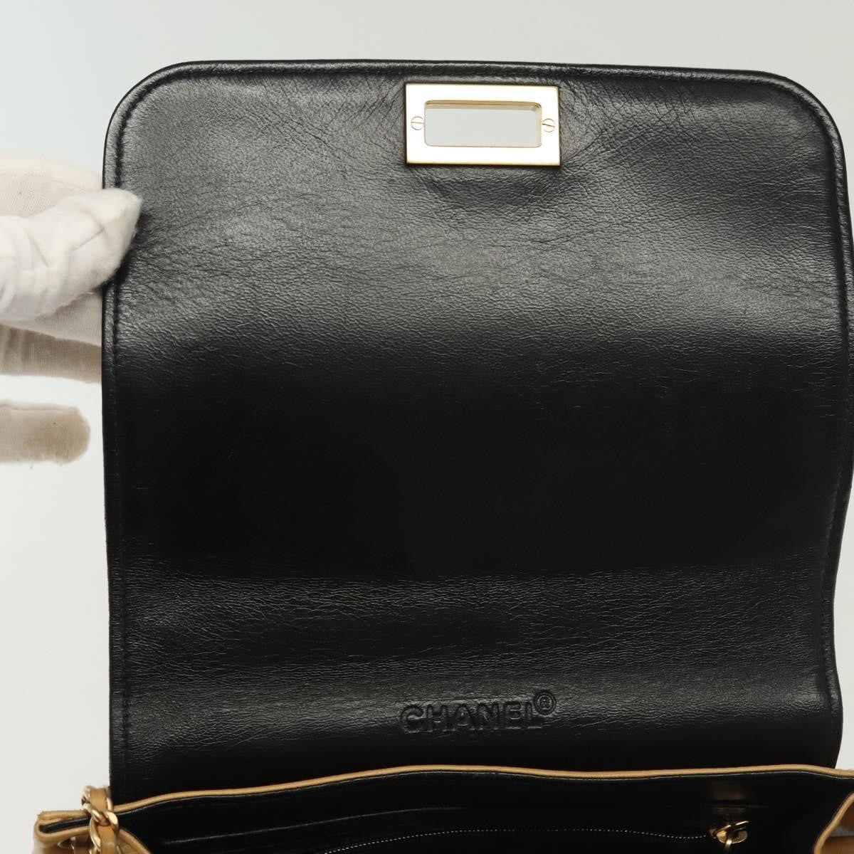 Chanel Chocolate Bar Flap Bag Quilted Lambskin, BEIGE, LEATHER, Shoulder bag