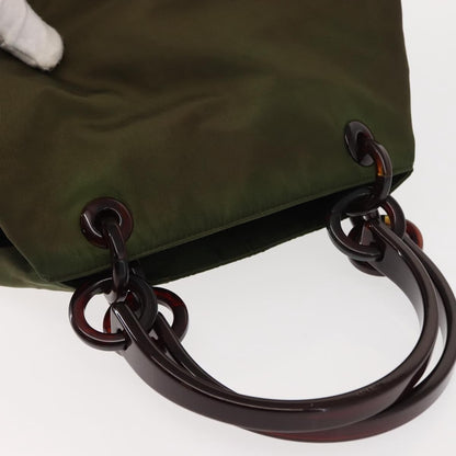 Prada Resin Handle Tote Tessuto, Khaki, Nylon, Tote Bag