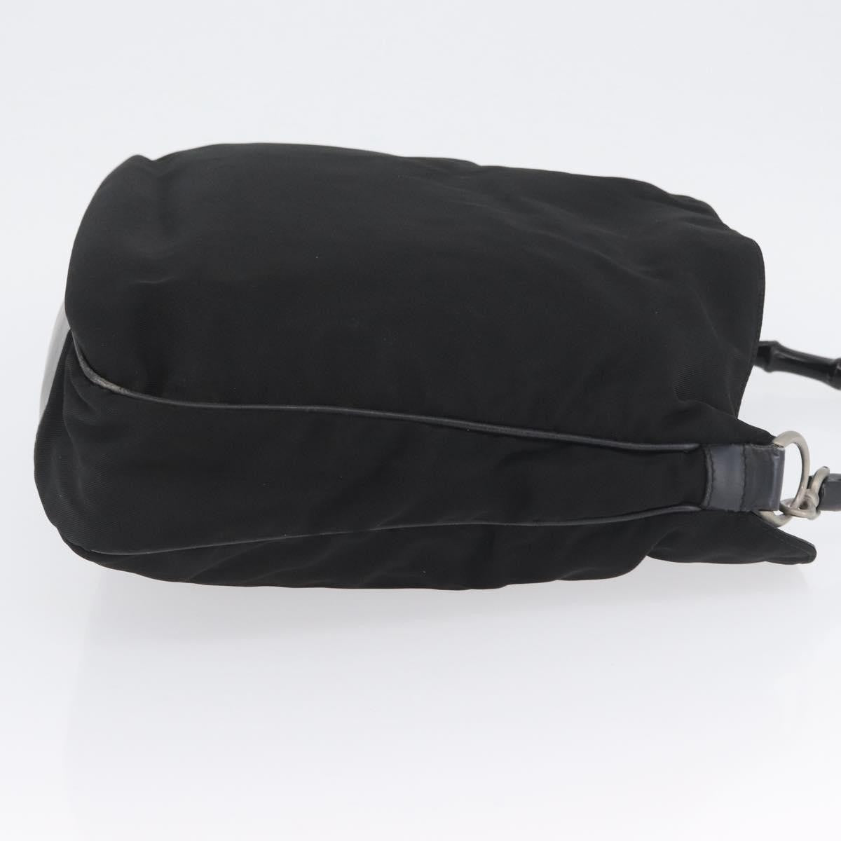 Gucci Vintage Bamboo Handle Bag Nylon, Black, Nylon, Handbag
