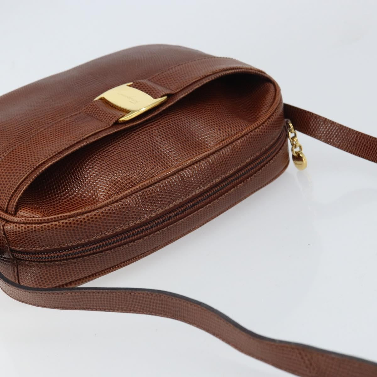 Salvatore Ferragamo Vara Bow camera Shoulder Bag Leather, BROWN, LEATHER, Shoulder bag