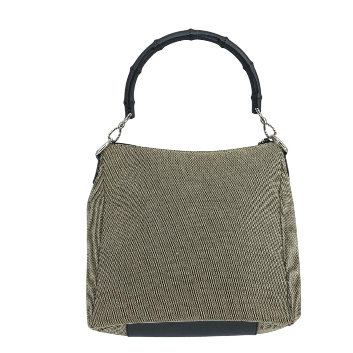 Gucci Vintage Bamboo Handle Tote Canvas, BEIGE, CANVAS, Shoulder bag