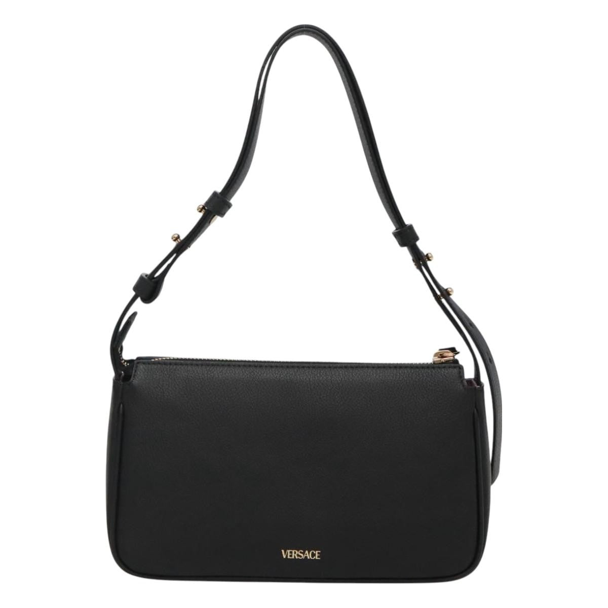 Versace Medusa Shoulder Bag Leather, BLACK, LEATHER, Shoulder bag