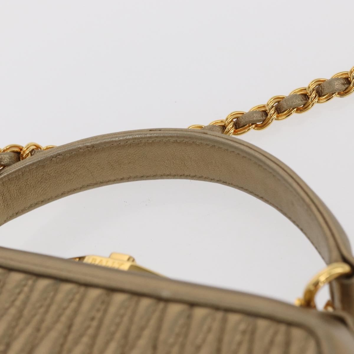 Bally Vintage Handbag Quilted Leather, GOLD, LEATHER, Handbag