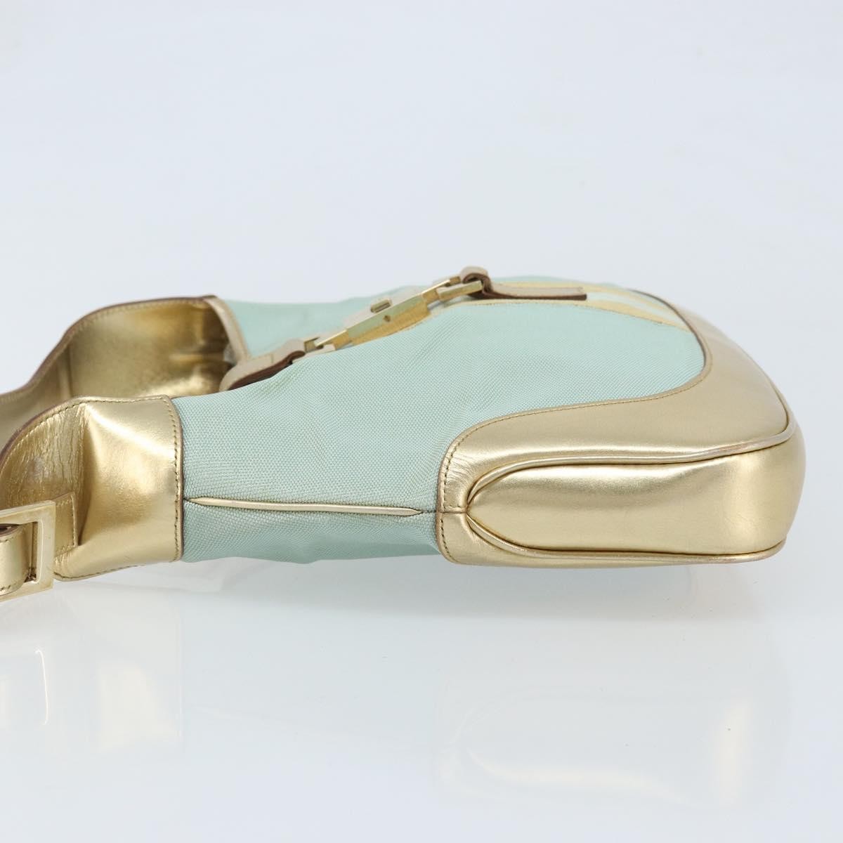 Gucci Vintage Jackie Shoulder Bag Canvas and Leather, Blue, Canvas, Shoulder Bag