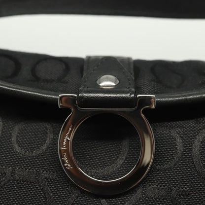 Salvatore Ferragamo Gancini handbag Canvas, BLACK, CANVAS, Handbag