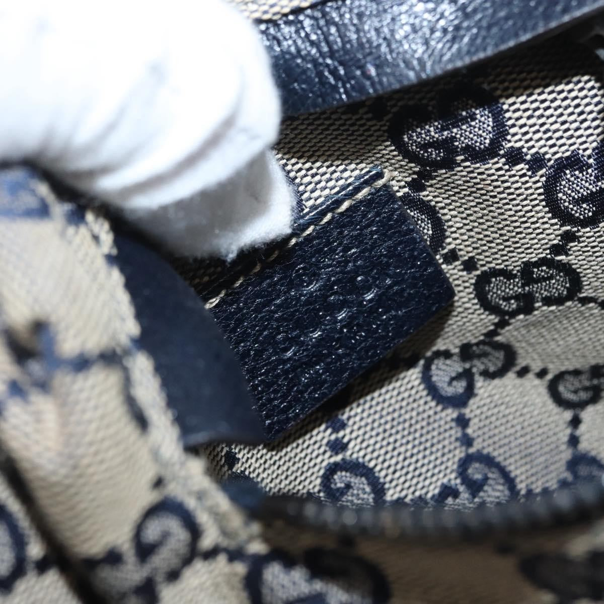 Gucci Vintage Double Belt Bag GG Canvas with Leather, NAVY, CANVAS, Clutche & pouche