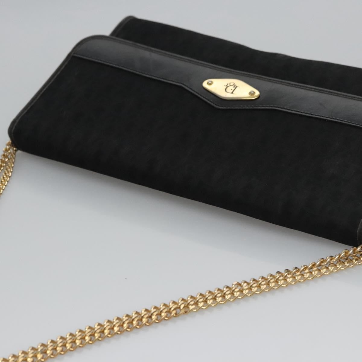 Christian Dior Vintage Chain Flap Shoulder Bag Diorissimo Canvas, BLACK, CANVAS, Shoulder bag
