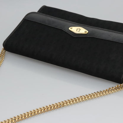 Christian Dior Vintage Chain Flap Shoulder Bag Diorissimo Canvas, BLACK, CANVAS, Shoulder bag