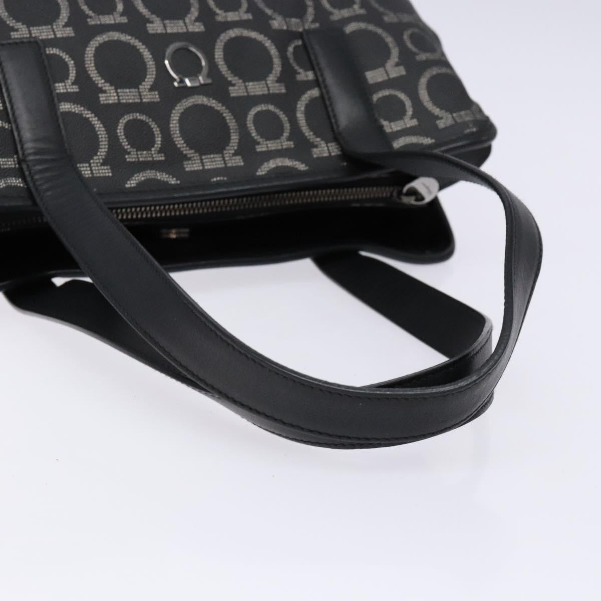 Salvatore Ferragamo Gancini Tote PVC Leather, BLACK, PVC, Tote bag