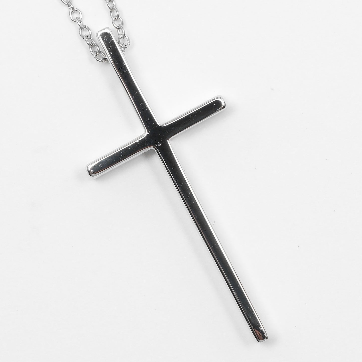 Tiffany & Co. Metro Cross Pendant Necklace 18K White Gold and Diamonds, SILVER, WHITE_GOLD, Necklace