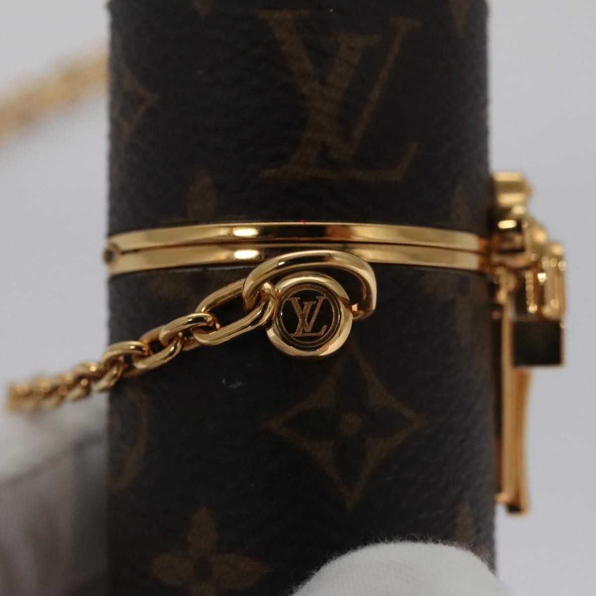 Louis Vuitton Lipstick Case on Chain Monogram Canvas, BROWN, CANVAS, Clutche & pouche