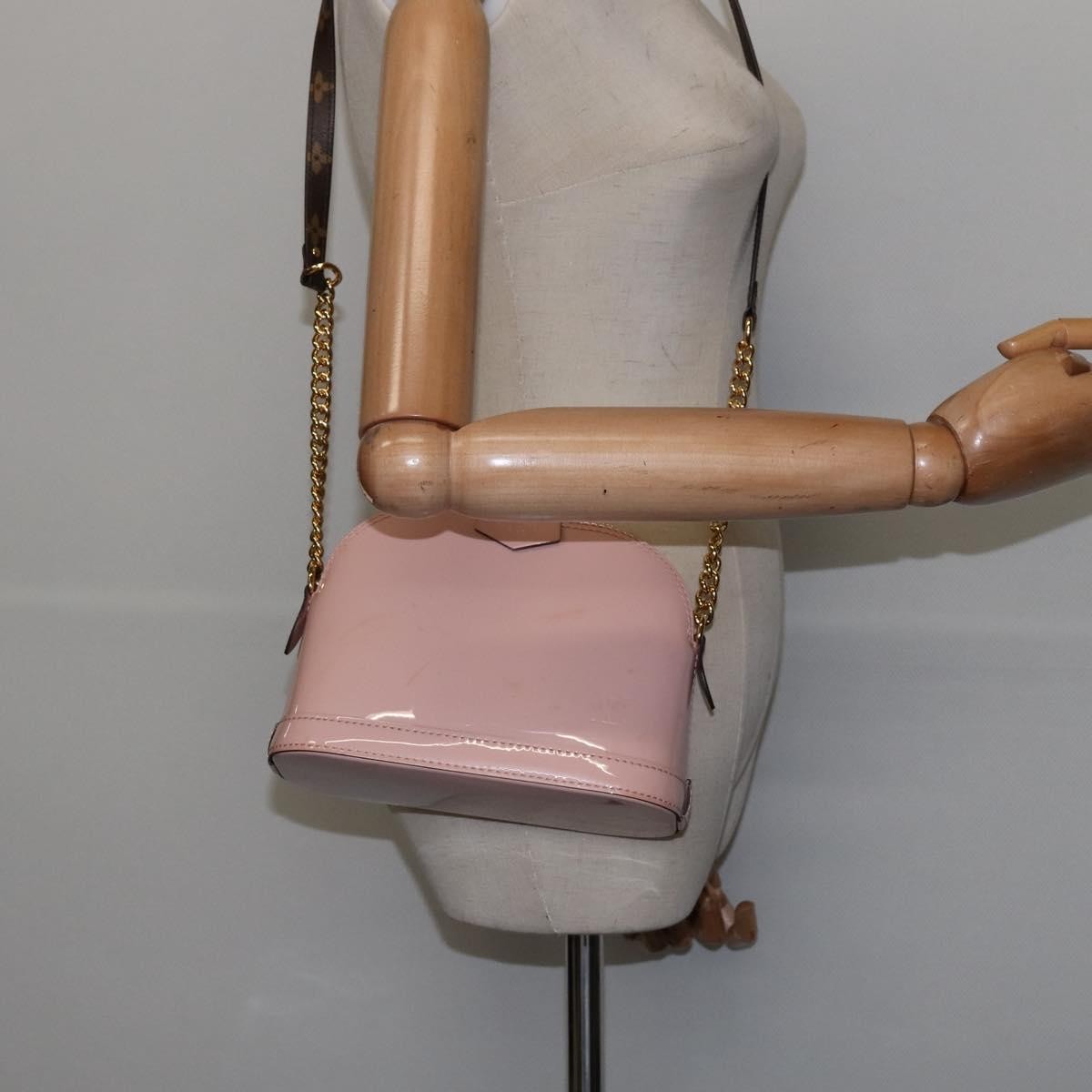 Louis Vuitton Alma Chain Handbag Vernis with Monogram Canvas, PINK, PATENT_LEATHER, Shoulder bag