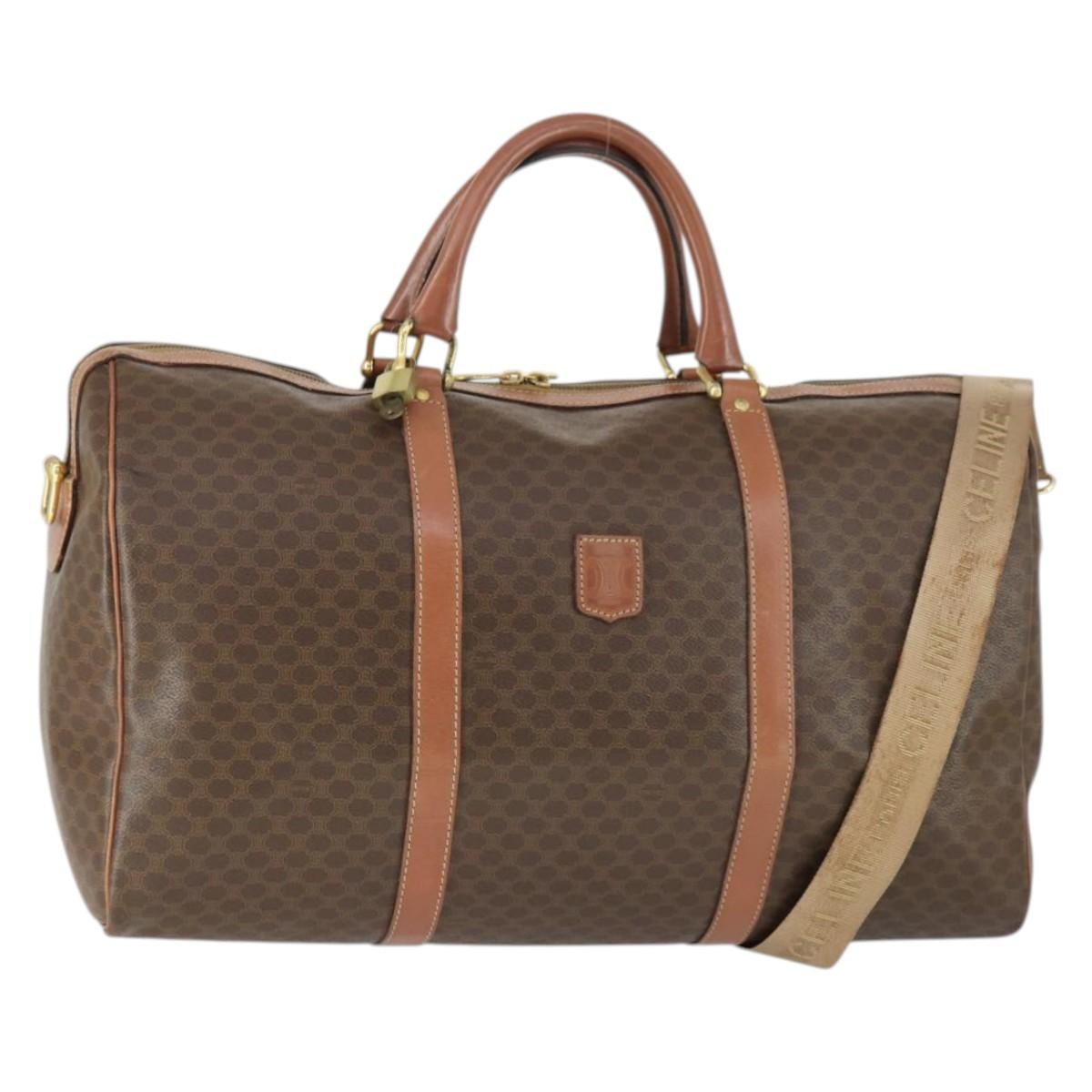 Celine Vintage Duffle Bag Canvas and Leather, BROWN, CANVAS, Travel bag