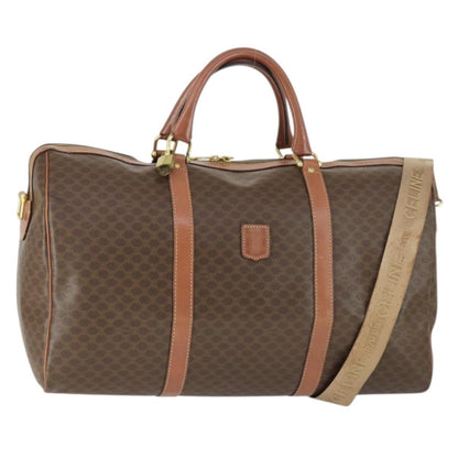 Celine Vintage Duffle Bag Canvas and Leather, BROWN, CANVAS, Travel bag