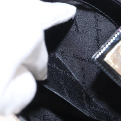 Salvatore Ferragamo Gancini Shoulder Bag Patent Leather, BLACK, PATENT_LEATHER, Shoulder bag