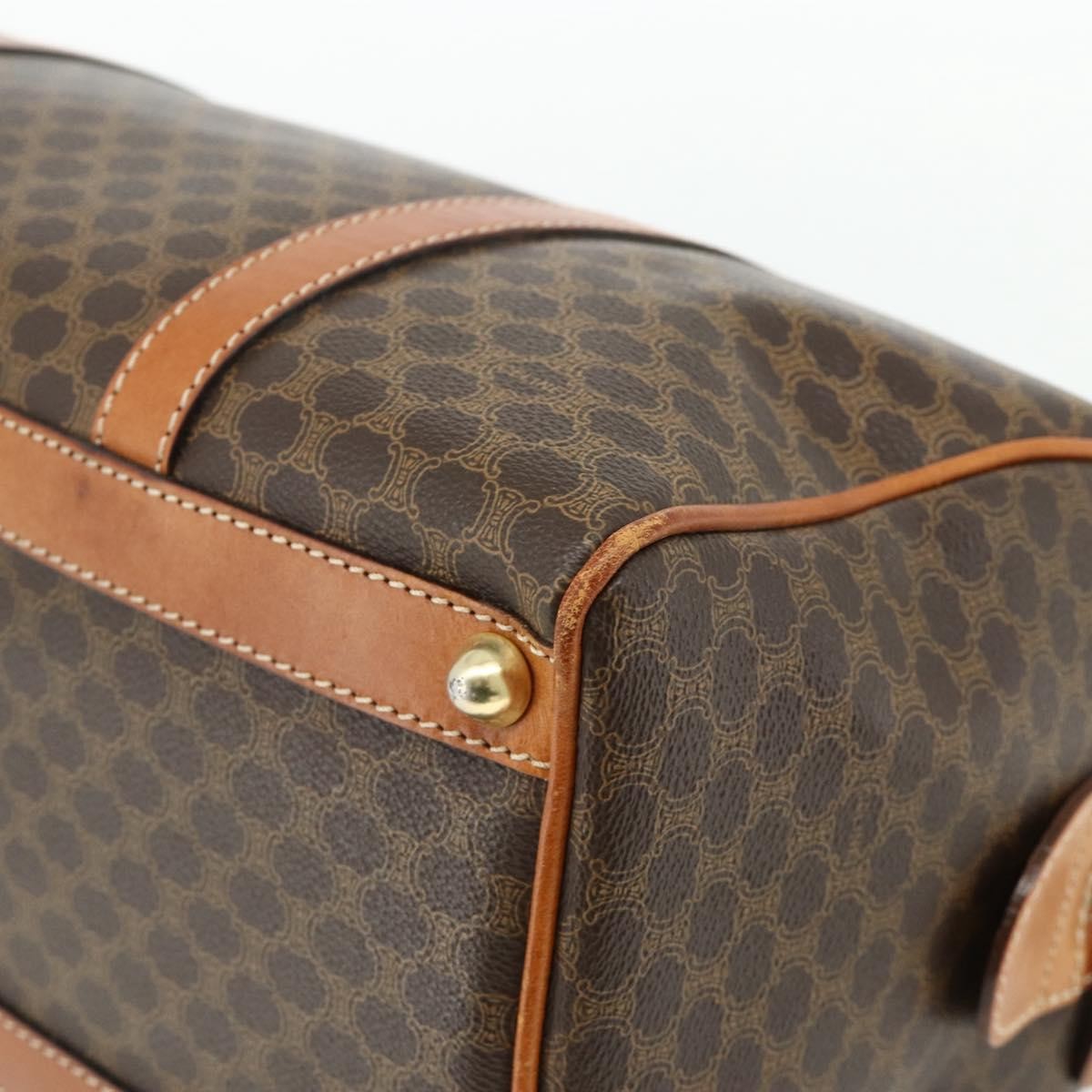 Celine Vintage Macadam Boston bag Canvas and Leather, Brown, Canvas, Travel Bag