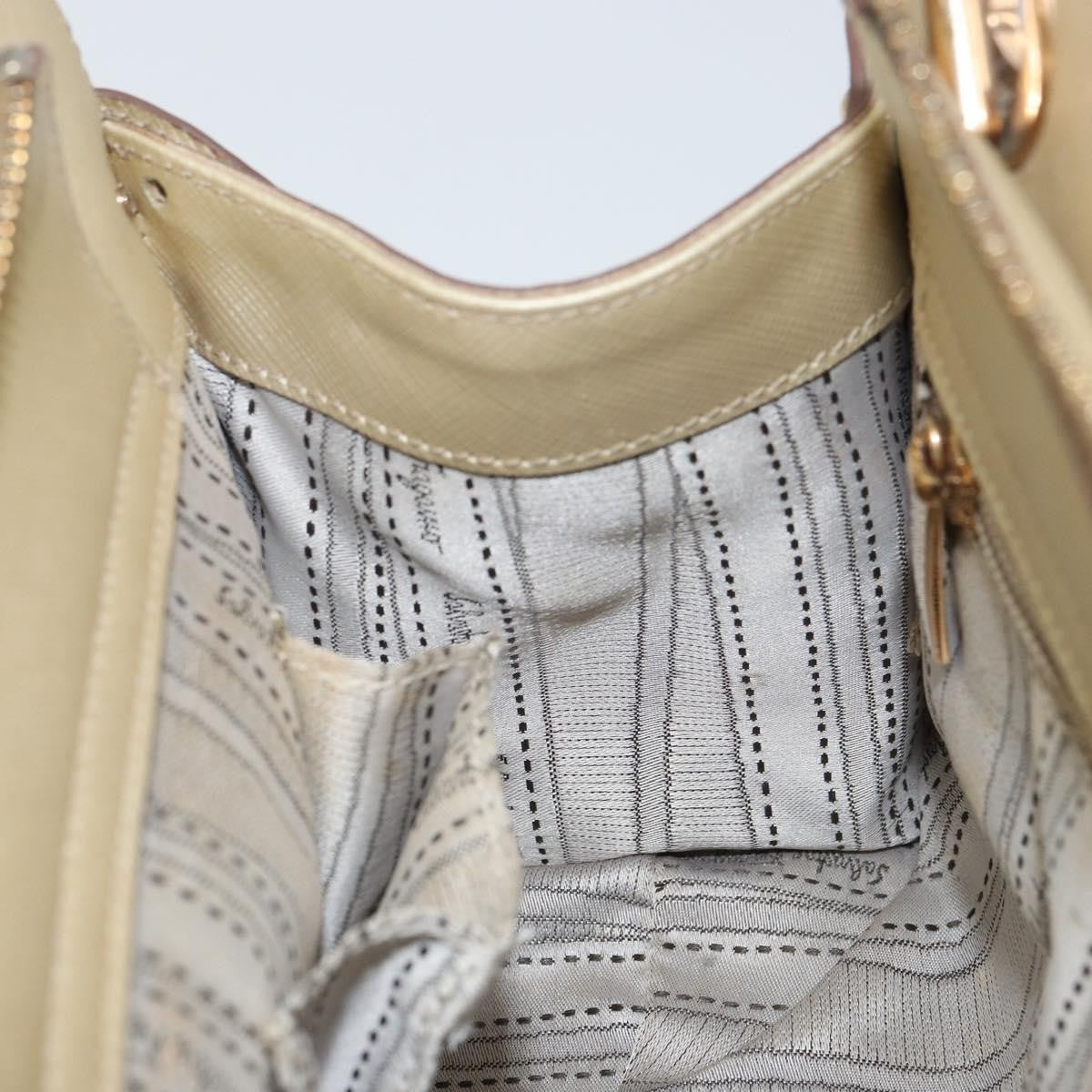 Salvatore Ferragamo Gancini handbag Leather, GOLD, LEATHER, Shoulder bag