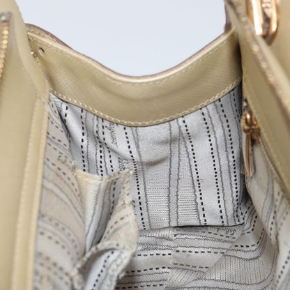 Salvatore Ferragamo Gancini handbag Leather, GOLD, LEATHER, Shoulder bag