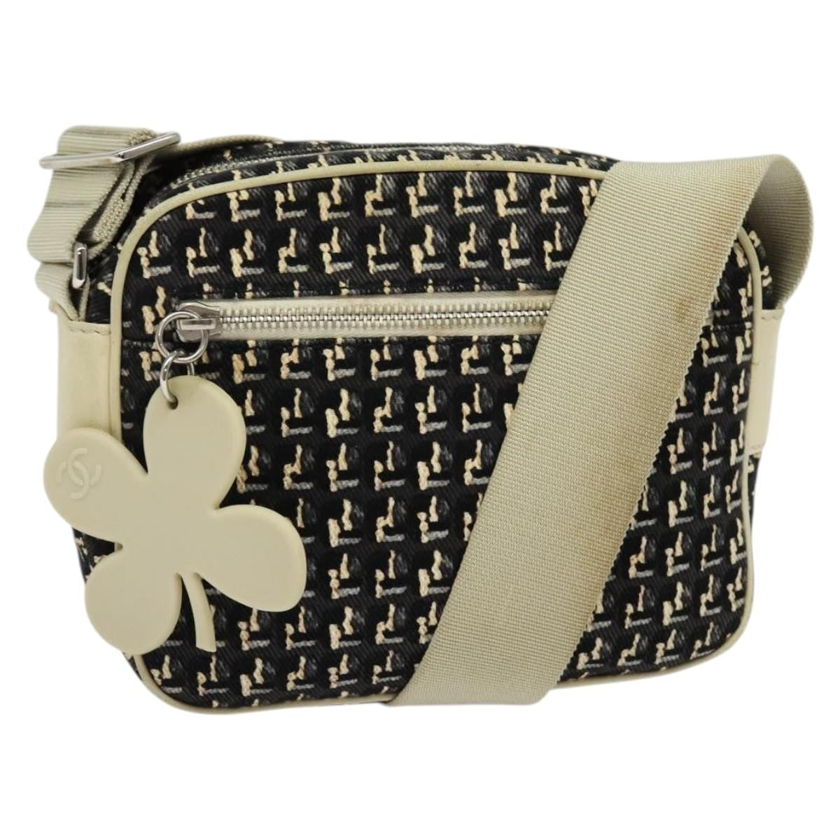 Chanel Vintage Clover Camera Bag Printed Canvas, BLACK, CANVAS, Shoulder bag