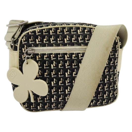 Chanel Vintage Clover Camera Bag Printed Canvas, BLACK, CANVAS, Shoulder bag