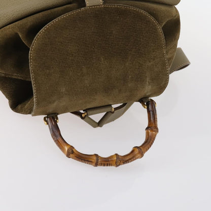 Gucci Vintage Bamboo Backpack Suede, KHAKI, SUEDE, Backpack