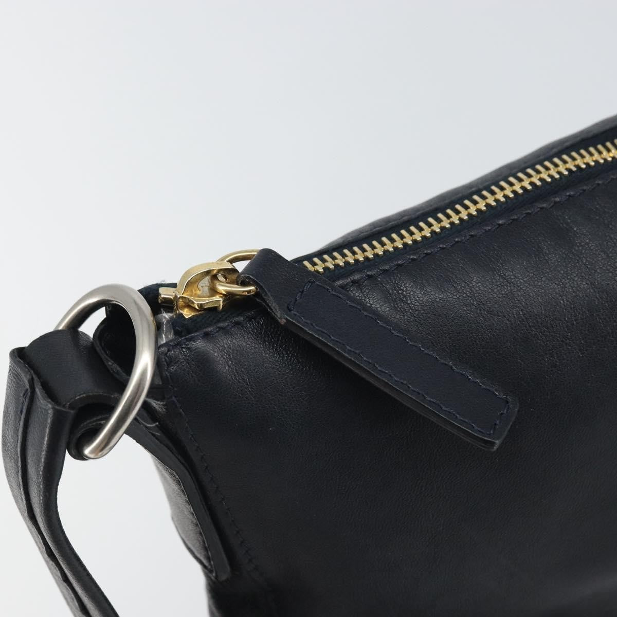 Celine Vintage Shoulder Bag Leather, NAVY, LEATHER, Shoulder bag