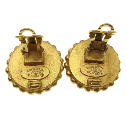 Chanel CC Round Stud Earrings Metal and Enamel, GOLD, GOLD_PLATED, Earrings