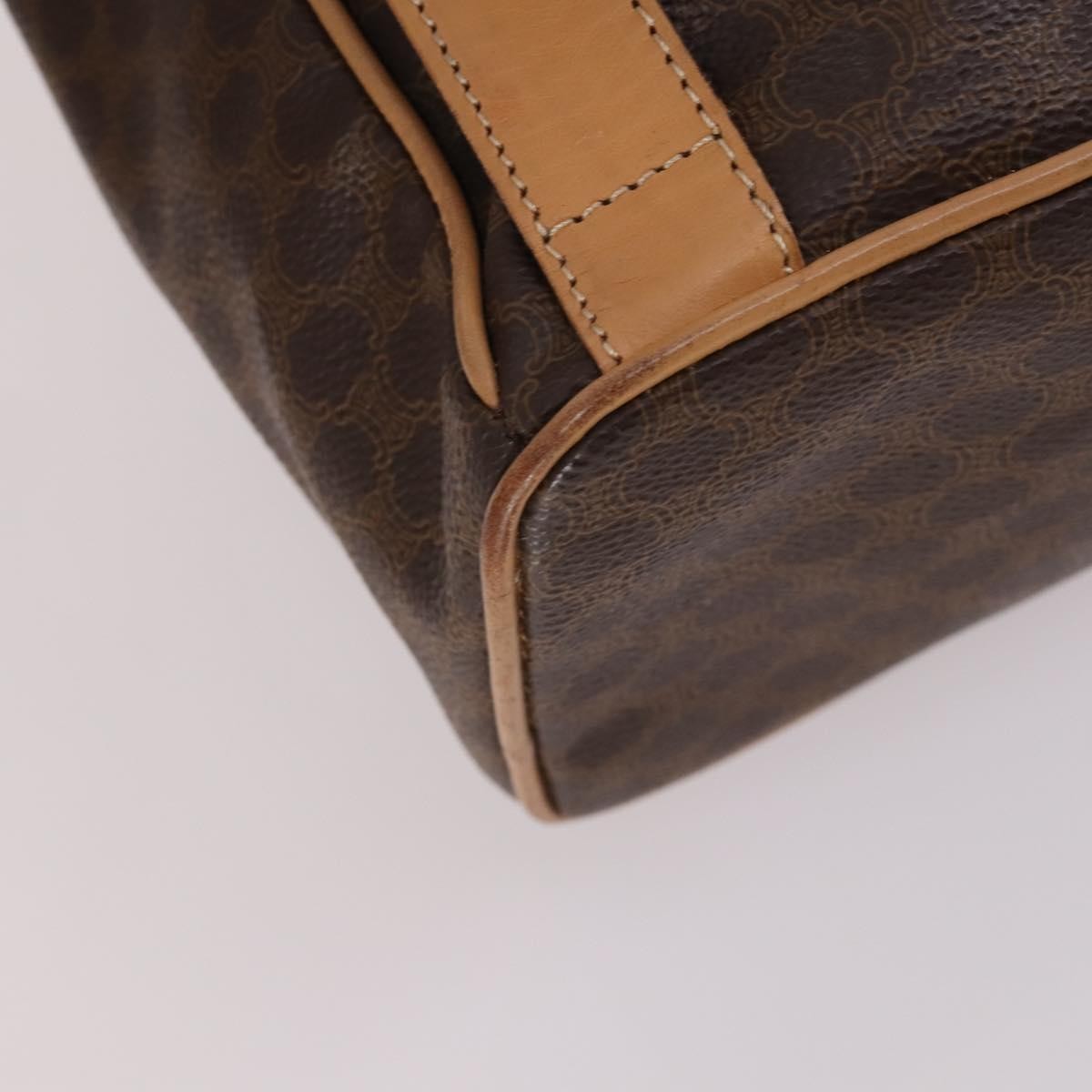 Celine Vintage Drawstring Flap Backpack Macadam Coated Canvas, BROWN, CANVAS, Backpack