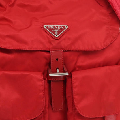 Prada Double Front Pocket Backpack Tessuto, Red, Nylon, Backpack