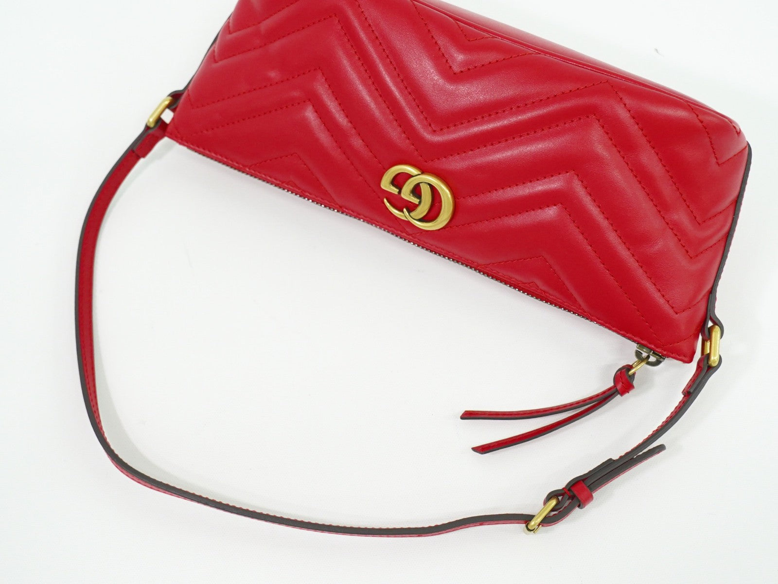 Gucci GG Marmont Shoulder Bag Leather, RED, LEATHER, Shoulder bag