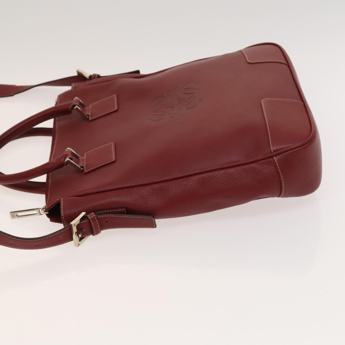 Loewe Vintage Anagram Tote Leather, Burgundy, Leather, Tote Bag