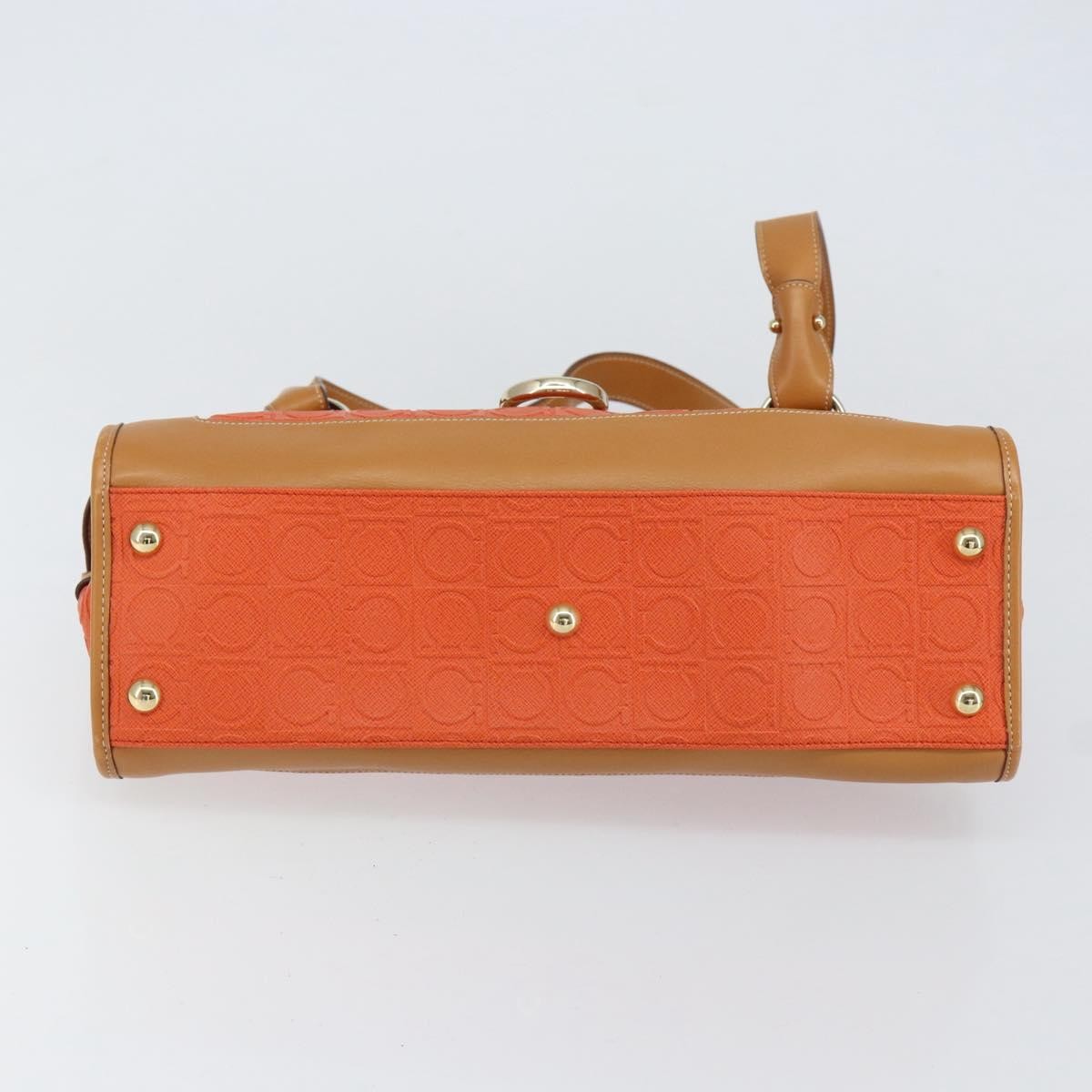 Salvatore Ferragamo Gancini Shoulder Bag Canvas, ORANGE, PVC, Shoulder bag