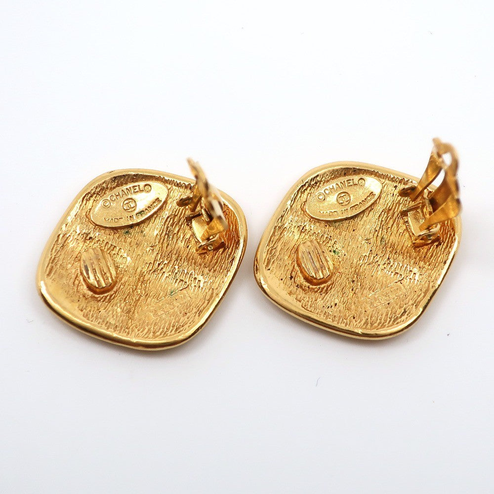 Chanel CC Rhombus Clip-On Earrings Metal, GOLD, GOLD_PLATED, Earrings