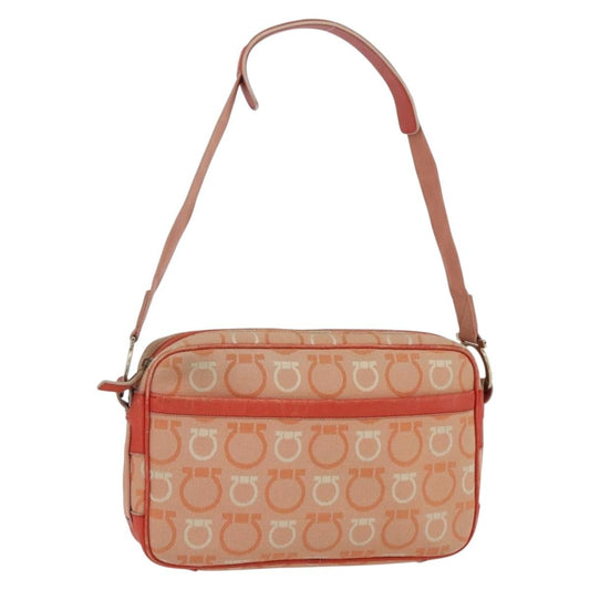 Salvatore Ferragamo Gancini Shoulder Bag Canvas, ORANGE, CANVAS, Shoulder bag