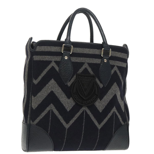 Louis Vuitton Vail Blanket Cabas Wool with Leather, NAVY, WOOL, Tote bag