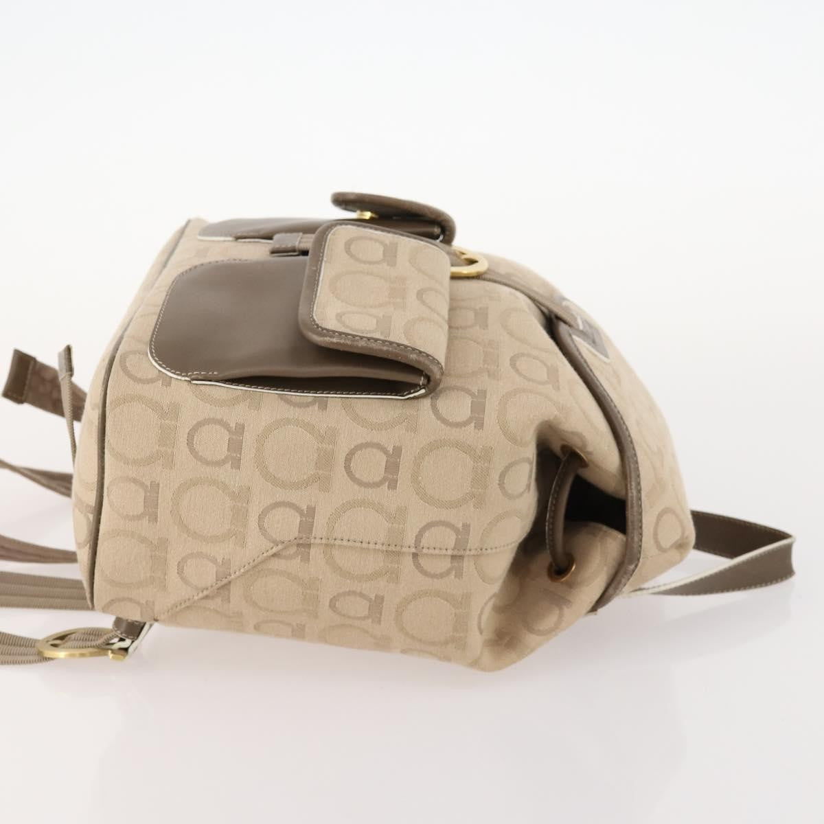 Salvatore Ferragamo Gancini Backpack Canvas, BEIGE, CANVAS, Backpack