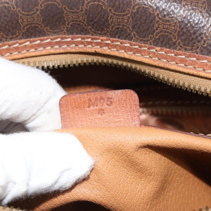Celine Vintage Macadam Handbag Canvas and Leather, BROWN, CANVAS, Handbag