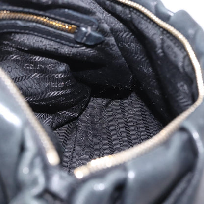 Prada Lux Chain Strap Hobo Soft Calf, BLACK, LEATHER, Shoulder bag