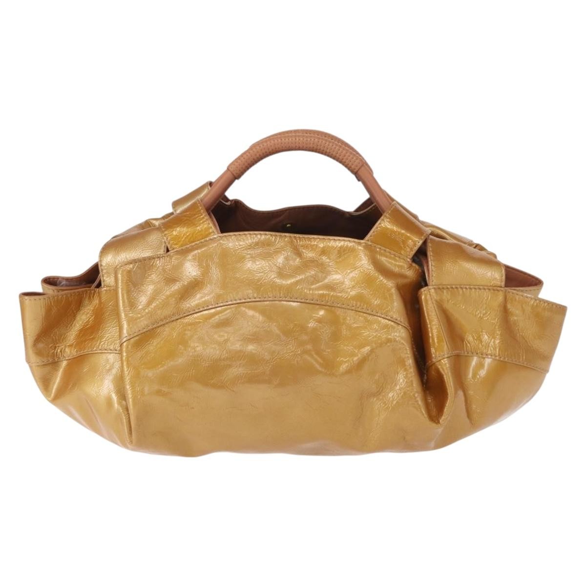 Loewe Aire Shoulder Bag Leather, GOLD, PATENT_LEATHER, Handbag