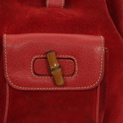 Gucci Vintage Bamboo Backpack Suede, RED, SUEDE, Backpack